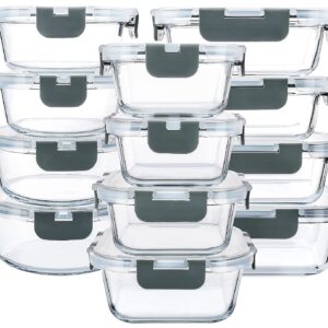 M MCIRCO 24-Piece Glass Food Storage Containers with Upgraded Snap Locking Lids